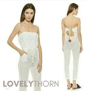 6 SHORE ROAD // limited edition crochet knit lace coverup strapless jumpsuit